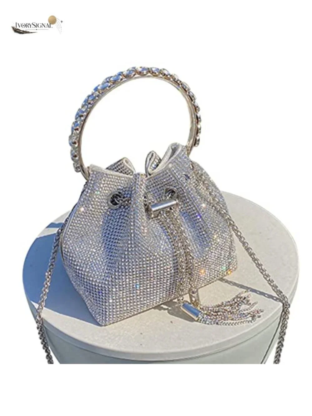 Rhinestone Evening Bag Sparkly Crystal Clutch Silver Purse for Party Wedding